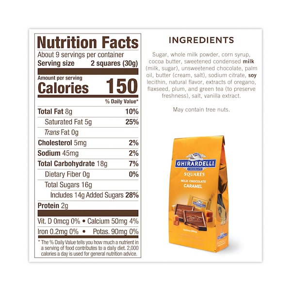 Cuadrados de Chocolate con Leche y Chocolate con Caramelo Ghirardelli, Paquetes de 902 oz, PK2, 2PK - 62242