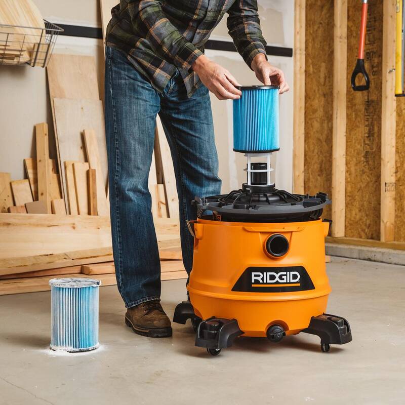 RIDGID Wet Dry Vacuum Filter Kit with Fine Dust Pleated Paper Filter and Two Dust Bags for Select 12-16 Gallon RIDGID Shop Vacs - VF55001