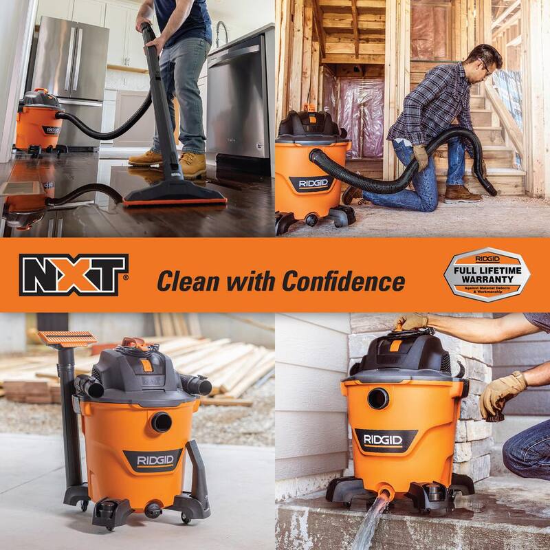 RIDGID 12 Gallon 5.0 Peak HP NXT Shop Vac Wet Dry Vacuum with Filter, Locking Hose, Accessories and Wet Application Filter - HD1200C
