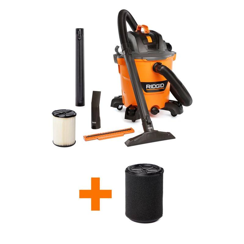 RIDGID 12 Gallon 5.0 Peak HP NXT Shop Vac Wet Dry Vacuum with Filter, Locking Hose, Accessories and Wet Application Filter - HD1200C