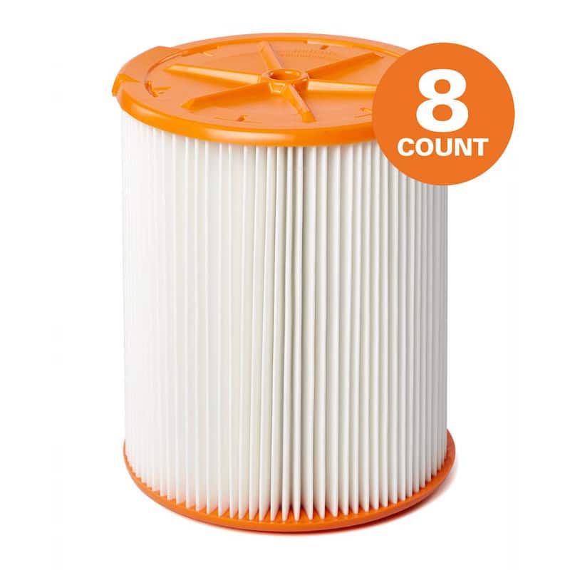 RIDGID HEPA Replacement Wet Dry Vacuum Shop Vac Filter for Most 5-16 Gallon RIDGID Shop Vacs (8-Pack) - VF8000C