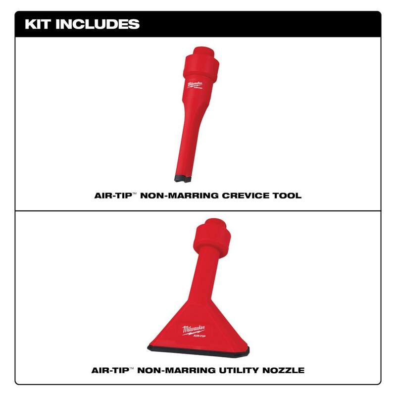 Milwaukee AIR-TIP 1-1/4 in. - 2-1/2 in. Non-Marring Crevice Tool and Utility Nozzle Kit For Wet/Dry Shop Vacuums (2-Piece) - 49-90-2034