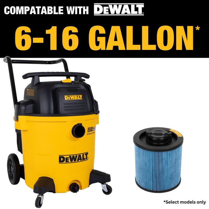 DEWALT 6 Gal. to 16 Gal. Cartridge Filter for High Efficiency Wet/Dry Vacuum - DXVC6912