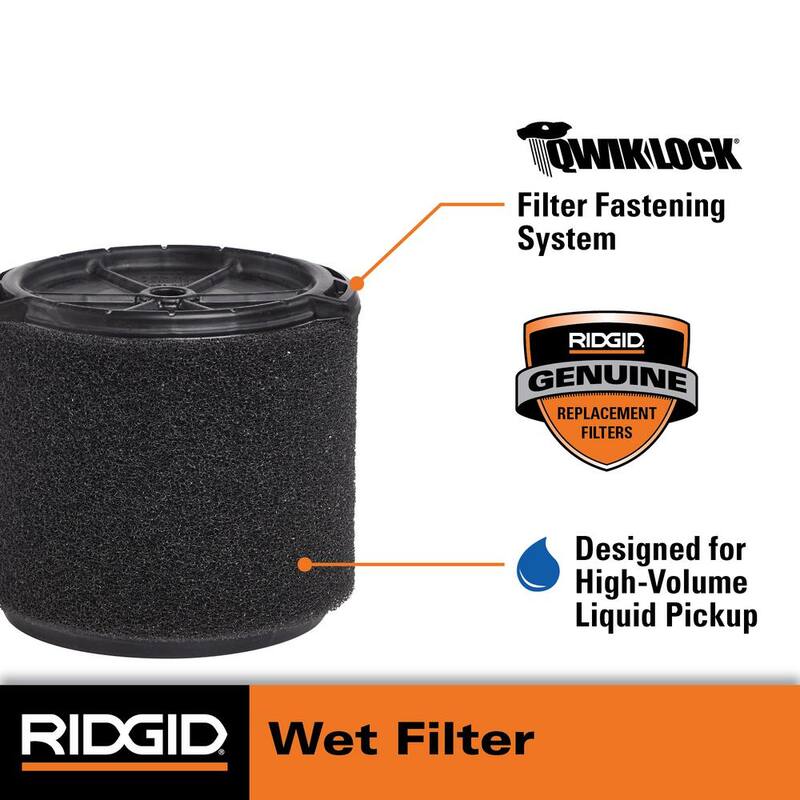 RIDGID Wet Debris Application, Foam Wet Dry Vacuum Shop Vac Filter for Most 3-4.5 Gallon RIDGID Shop Vacs (4-Pack) - VF3700A
