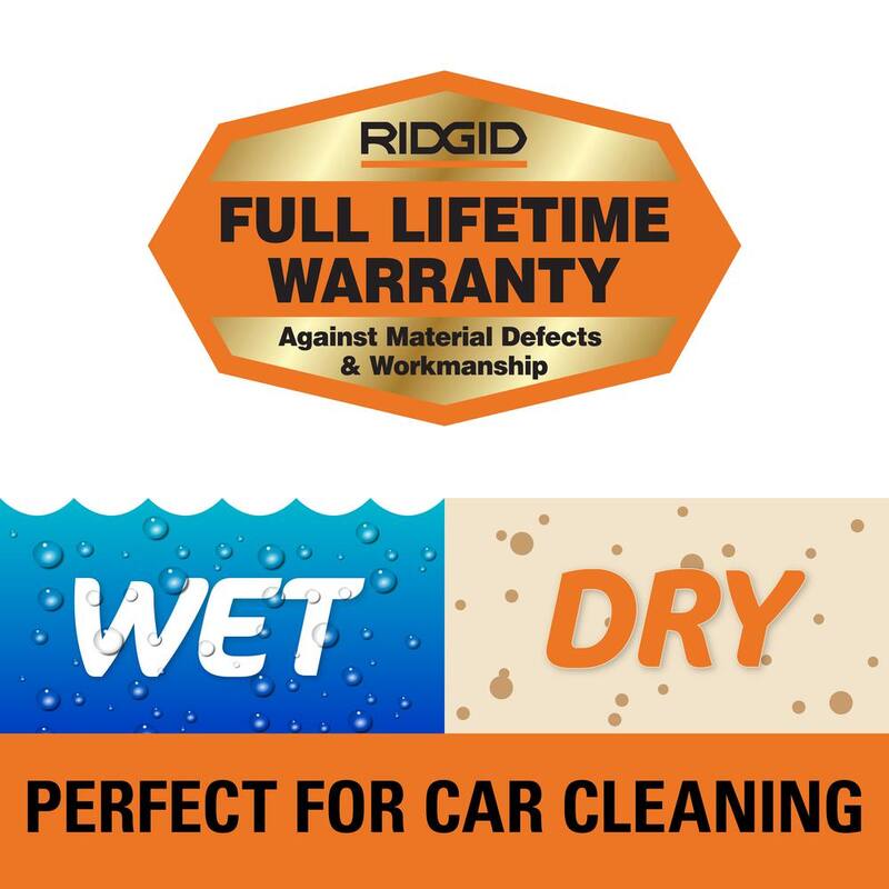 RIDGID 6 Gallon 4.25 Peak HP Stainless Steel Shop Vac Wet Dry Vacuum with Filter, Hose, Accessories and Car Cleaning Kit - WD6425B