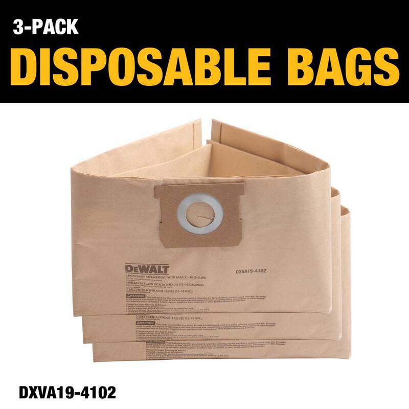 DEWALT 3-Pack Disposable Bag and HEPA Cartridge Filter Combo Pack for 12-16 Gallon Wet/Dry Vacuums - 6914-4102