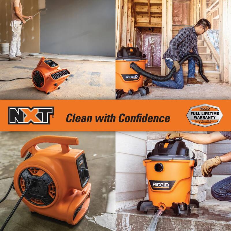 RIDGID 12 Gallon 5.0 Peak HP NXT Shop Vac Wet Dry Vacuum with Filter, Hose, Accessories and 600 CFM Blower Fan Air Mover - HD1265AM