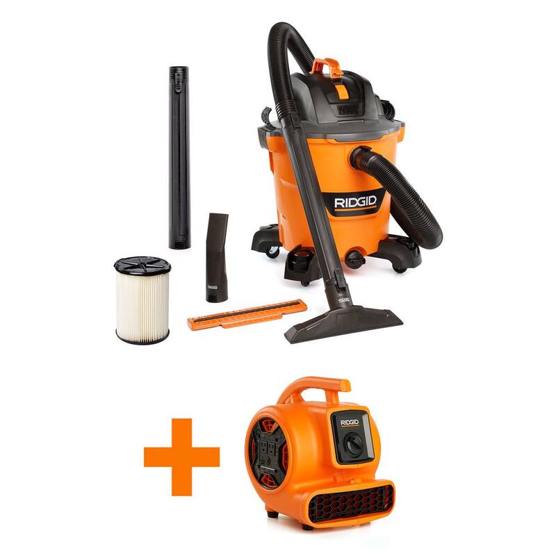 RIDGID 12 Gallon 5.0 Peak HP NXT Shop Vac Wet Dry Vacuum with Filter, Hose, Accessories and 600 CFM Blower Fan Air Mover - HD1265AM