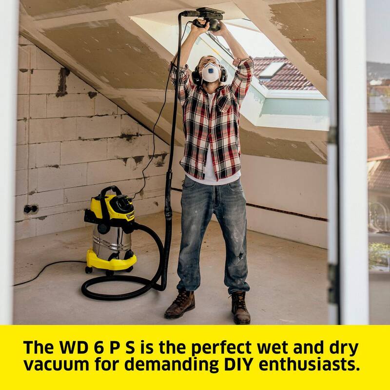 Karcher WD 6 P S Multi-Purpose 8 Gal. Wet-Dry Vacuum Cleaner with Attachments, Blower Feature and Space-Saving Design 1800-Watt - 1.628-375.0