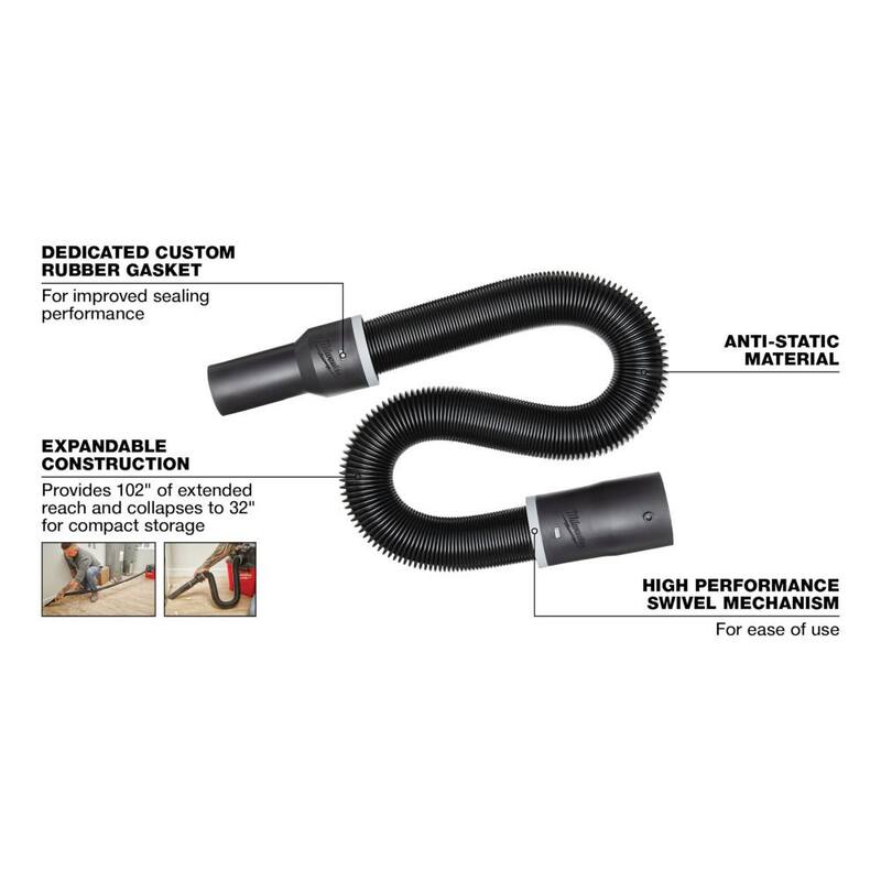 Milwaukee 1-7/8 in. 32 in. - 102 in. Expandable Hose for Wet/Dry Shop Vacuums (1-Piece) - 49-90-1986
