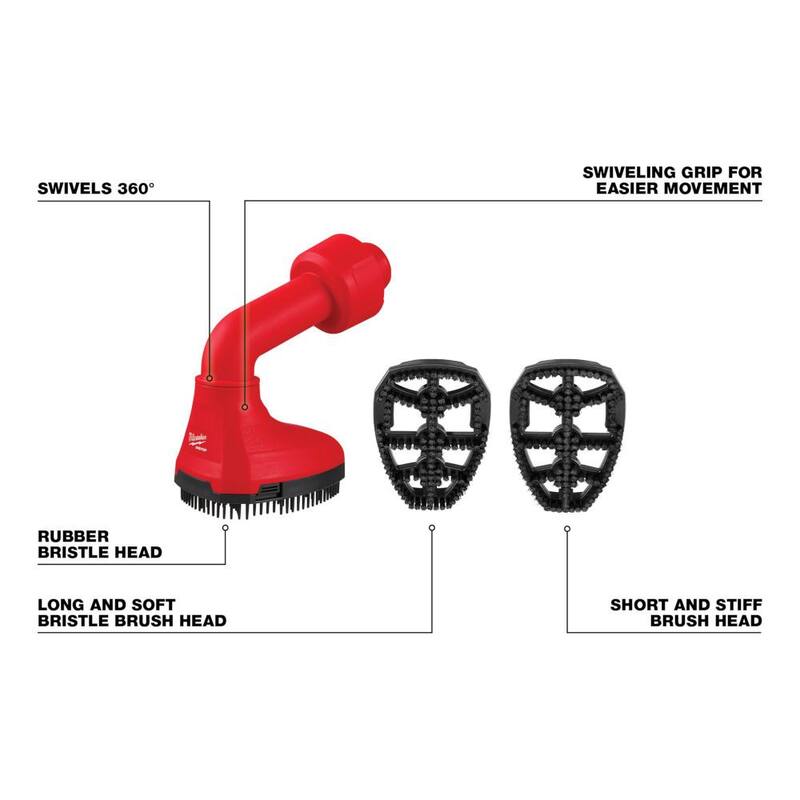Milwaukee AIR-TIP 1-1/4 in. - 2-1/2 in. Swiveling Palm Brush Wet/Dry Shop Vacuum Attachment (1-Piece) - 49-90-2020