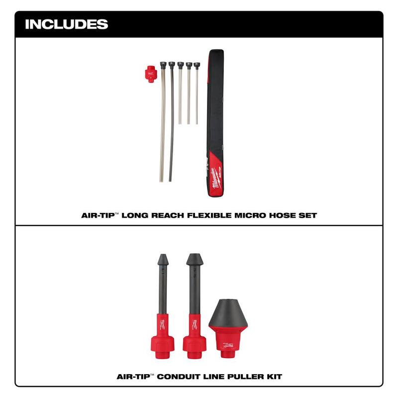 Milwaukee Air-Tip 1-1/4 in. to 2-1/2 in. Flexible Hose Set and Conduit Line Puller Attachment for Wet/Dry Shop Vacuums (8-Piece) - 49-90-2037-49-90-2024