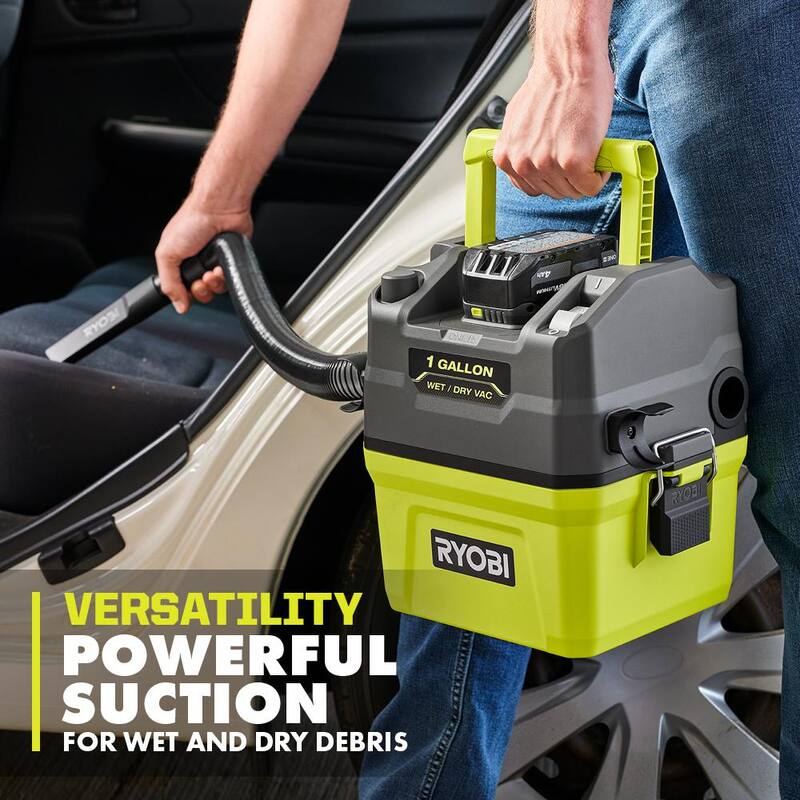 RYOBI ONE+ 18V Cordless 1 Gal. Wet/Dry Vacuum Kit with 4.0Ah Battery, Charger, and 1-1/4 in. Crevice Tool and Utility Nozzle - A323G01-PCL733K