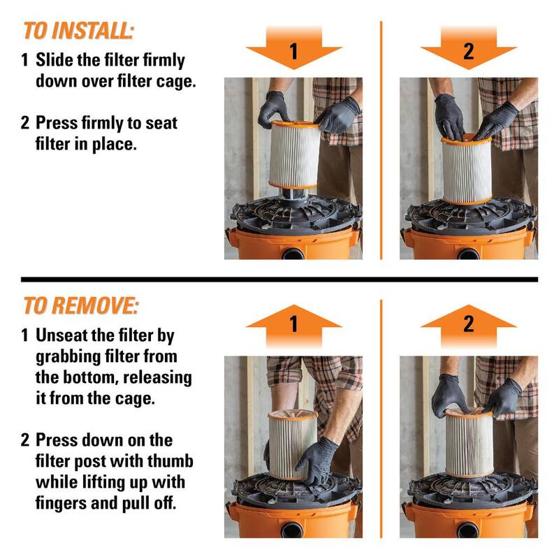 RIDGID HEPA Replacement Wet Dry Vacuum Shop Vac Filter for Most 5-16 Gallon RIDGID Shop Vacs (16-Pack) - VF8000D