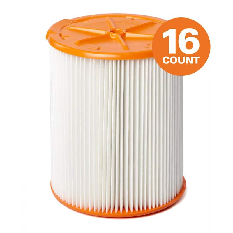 RIDGID HEPA Replacement Wet Dry Vacuum Shop Vac Filter for Most 5-16 Gallon RIDGID Shop Vacs (16-Pack) - VF8000D