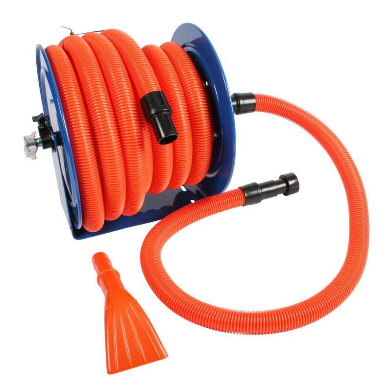 Cen-Tec Industrial Hose Reel and 50 ft. Hose with Adapters for Wet/Dry Vacuums - 92146