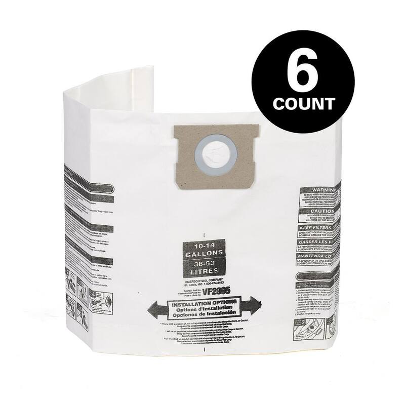 MULTI FIT General Debris Wet Dry Vacuum Dry Pick-up Only Dust Collection Bags for 10 to 14 Gal Shop-Vac Brand Shop Vacs (6-Pack) - VF2005A