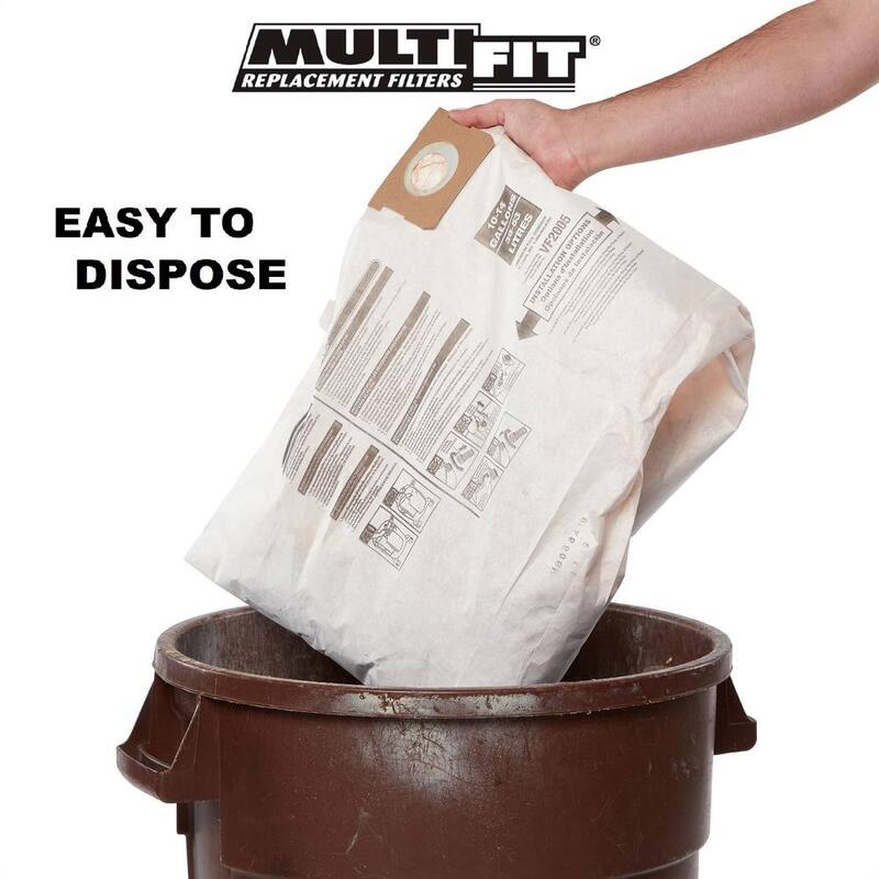 MULTI FIT General Debris Wet Dry Vacuum Dry Pick-up Only Dust Collection Bags for 10 to 14 Gal Shop-Vac Brand Shop Vacs (6-Pack) - VF2005A