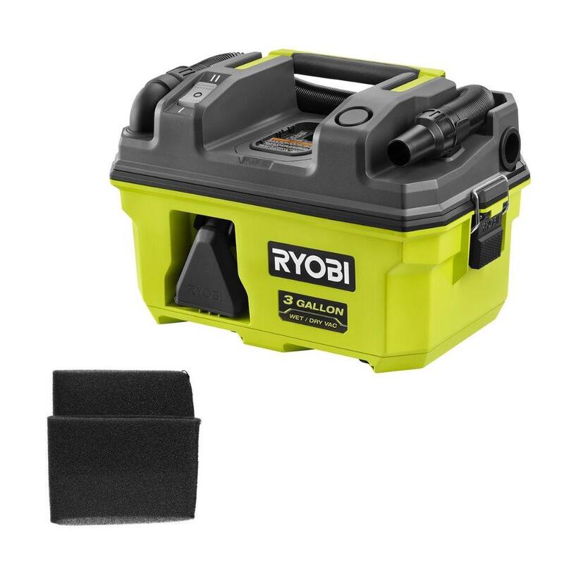 RYOBI ONE+ 18V LINK Cordless 3 Gal. Wet/Dry Vacuum (Tool Only) with Small Wet/Dry Foam Filters (2-Pack) - A32WF03-PCL734B