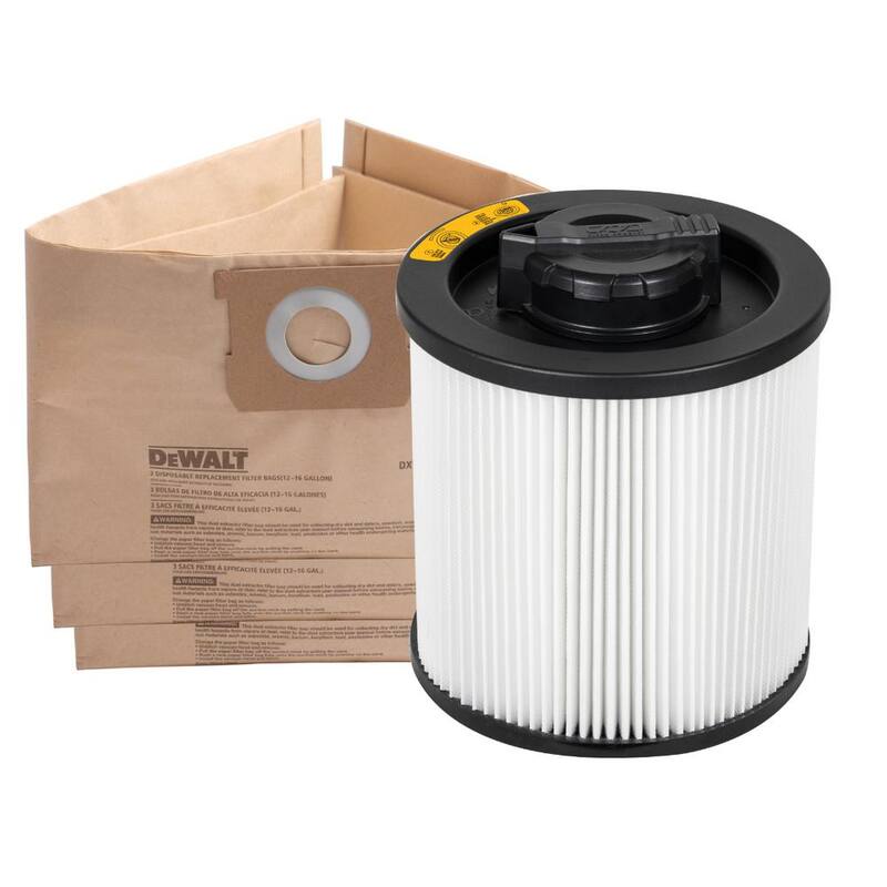 DEWALT 3-Pack Disposable Bag and Standard Cartridge Filter Combo Pack for 12-16 Gallon Wet/Dry Vacuums - 6910-4102