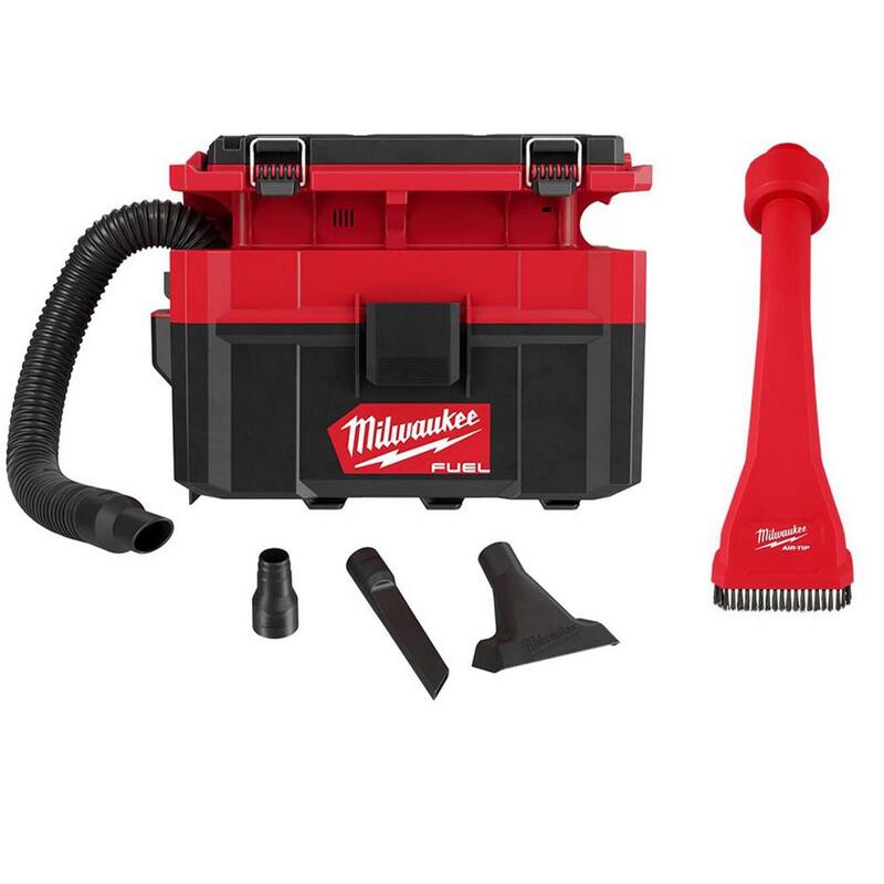 Milwaukee M18 FUEL PACKOUT Cordless 2.5 Gal Wet/Dry Vacuum w/AIR-TIP 1-1/4 in. - 2-1/2 in. (1-Piece) Claw Brush - 0970-20-49-90-2040