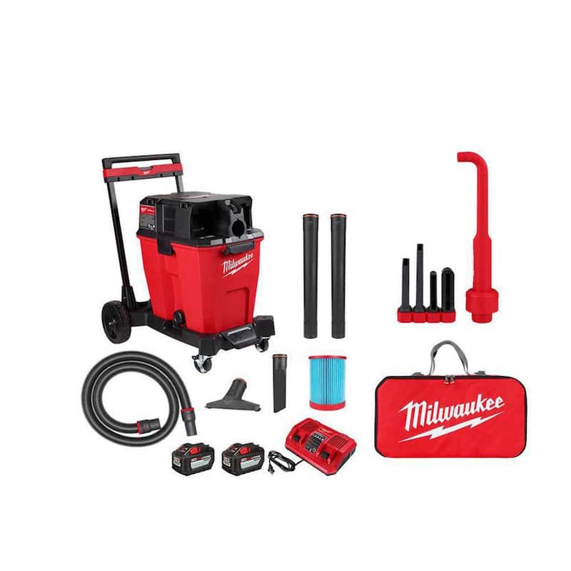 Milwaukee M18 FUEL 12 Gal Cordless Dual-Battery Wet/Dry Shop Vac Kit with AIR-TIP 1-1/4 in. - 2-1/2 in. Right Angle Tool and Bag - 0930-22HD-49-90-2026-49-90-2019