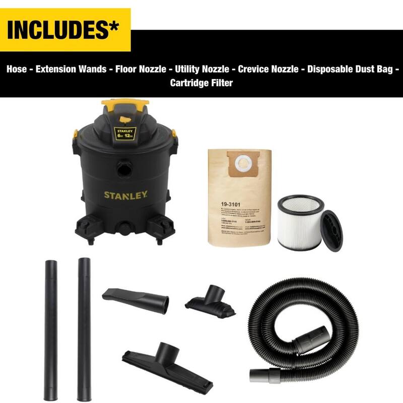 Stanley 12 Gal. 6HP Pro Poly Series Wet and Dry Vacuum Cleaner - SL18199PT