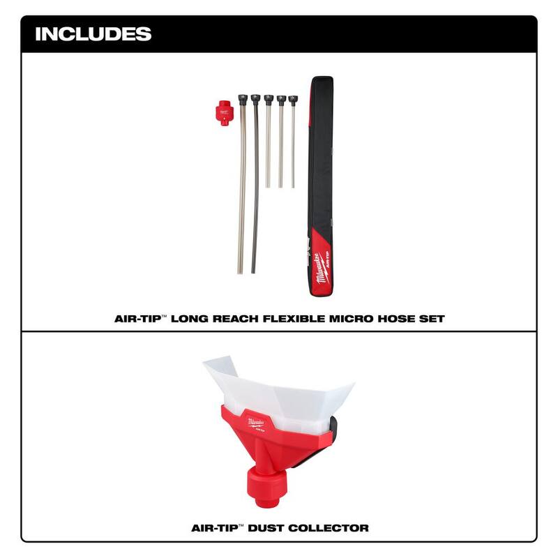 Milwaukee AIR-TIP 1-1/4 in. to 2-1/2 in. Dust Collector and Long Reach Flexible Hose Set Wet/Dry Vacuum Attachment - 49-90-2022-49-90-2037