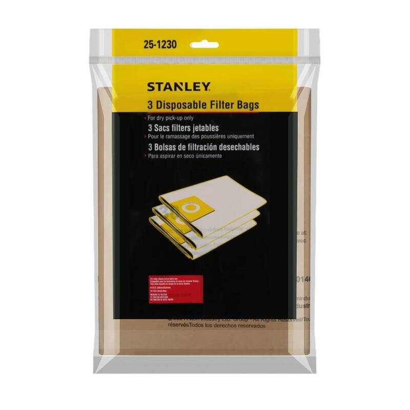 Stanley 5 Gal. Disposable Filter Bag for Wet/Dry Vacuum (3-Pack) - 25-1230