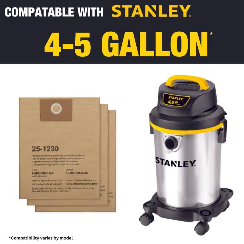 Stanley 5 Gal. Disposable Filter Bag for Wet/Dry Vacuum (3-Pack) - 25-1230