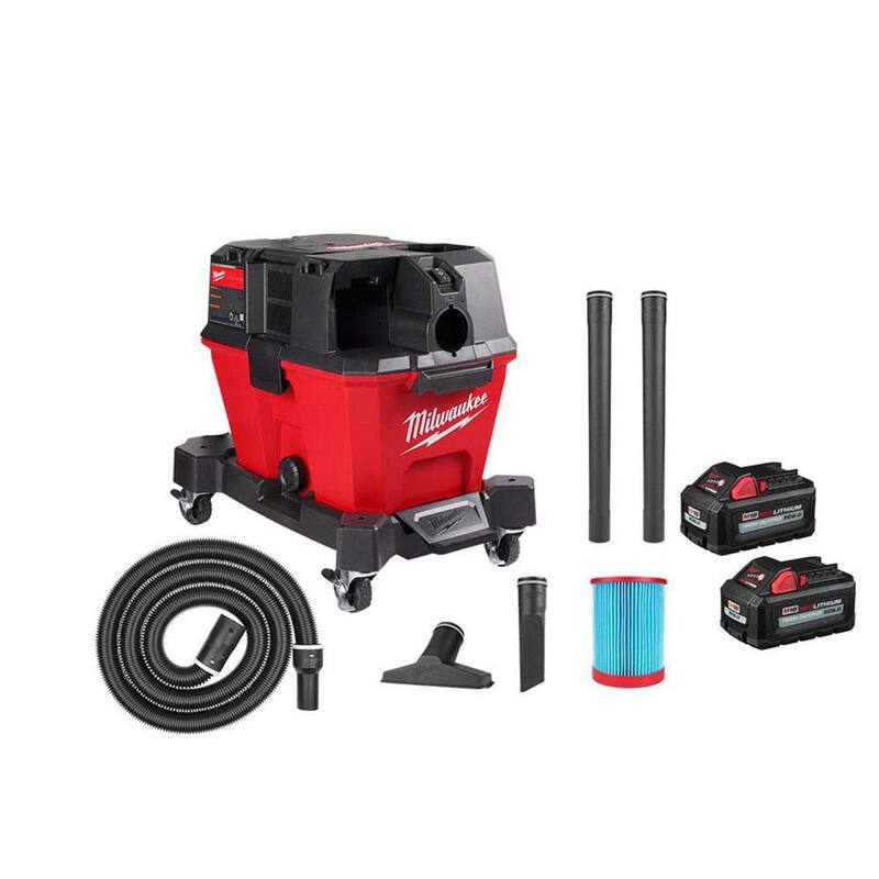 Milwaukee M18 FUEL 6 Gal. Cordless Wet/Dry Shop Vacuum with Filter Hose and Accessories w/M18 High Output 6.0Ah Battery (2-Pack) - 0910-20-48-11-1862