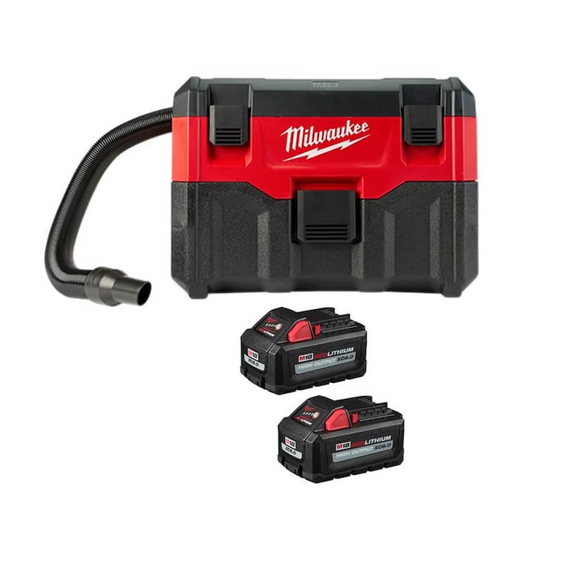 Milwaukee M18 18-Volt 2 Gal. Lithium-Ion Cordless Wet/Dry Vacuum with (2) M18 HIGH OUTPUT 6.0 Ah Batteries - 0880-20-48-11-1862