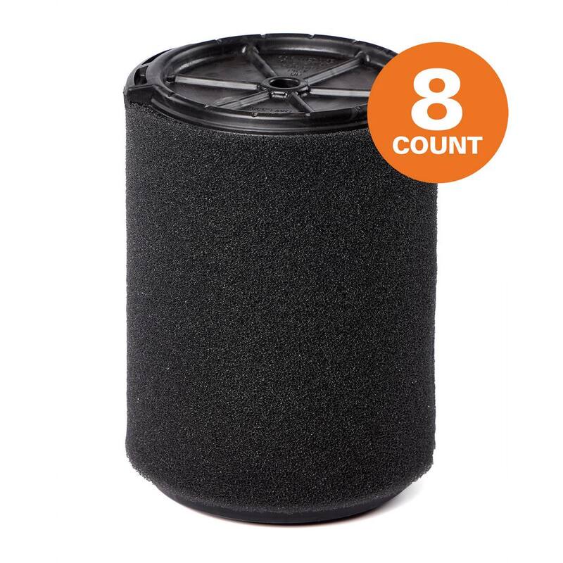 RIDGID Wet Debris Application, Foam Wet Dry Vacuum Shop Vac Filter for Most 5-16 Gallon RIDGID Shop Vacs (8-Pack) - VF7000G