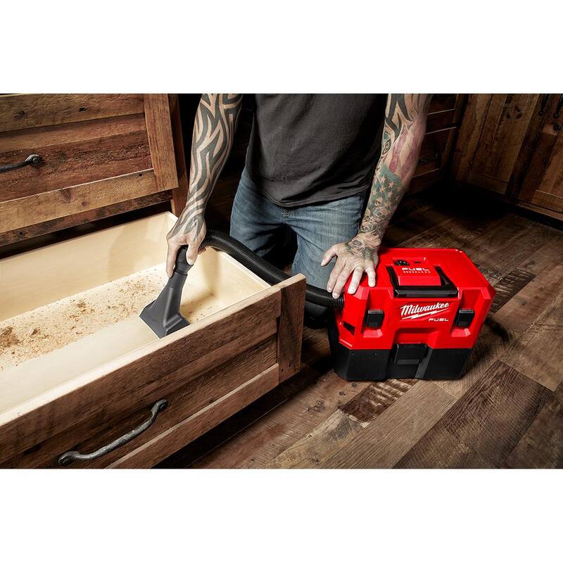 Milwaukee M12 FUEL 12-Volt Lithium-Ion Cordless 1.6 Gal. Wet/Dry Vacuumw/AIR-TIP 1-1/4 in. - 2-1/2 in. Flexible Crevice Tool - 0960-20-49-90-2030