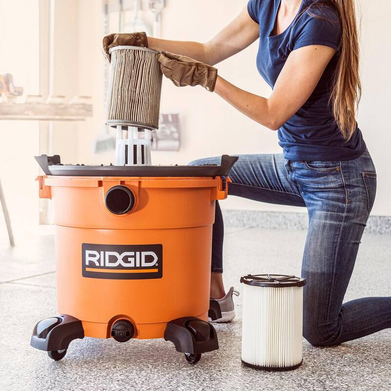 RIDGID 16 Gallon 5.0 Peak HP NXT Shop Vac Wet Dry Vacuum with General Debris Filters, Dust Bags, Hose, Diffuser, 3 Accessories - HD1640A
