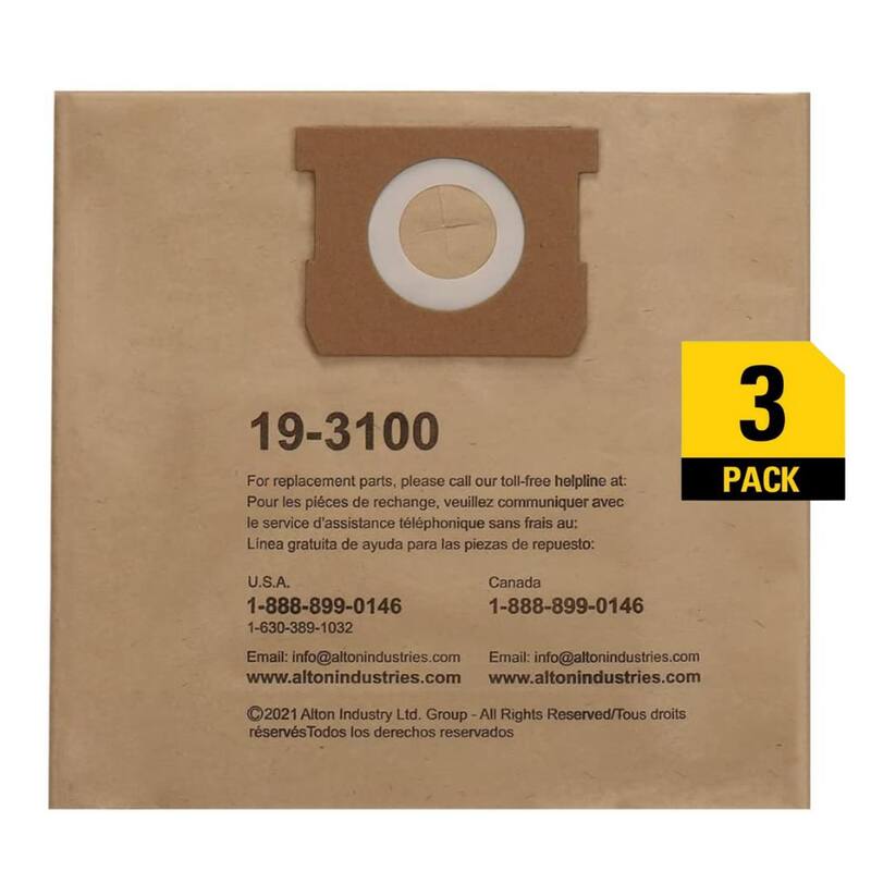Stanley 5 Gal. to 8 Gal. Disposable Filter Bag for Wet/Dry Vacuum (3-Pack) - 19-3100