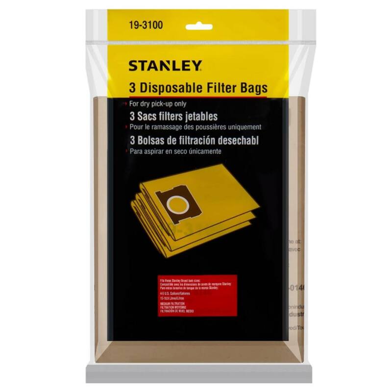 Stanley 5 Gal. to 8 Gal. Disposable Filter Bag for Wet/Dry Vacuum (3-Pack) - 19-3100