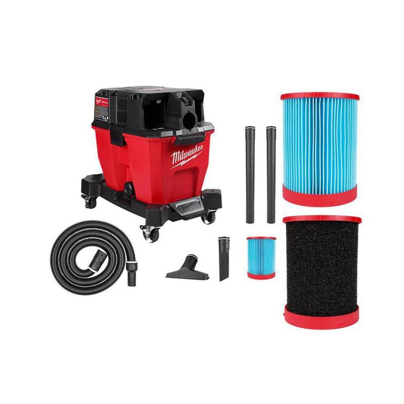 Milwaukee M18 FUEL 9 Gal. Cordless Dual-Battery Wet/Dry Shop Vacuum with Extra High Efficiency Filter and Wet Foam Filter - 0920-20-49-90-1978-49-90-1990