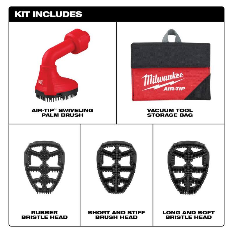 Milwaukee M18 FUEL 12 Gal. Cordless Dual-Battery Wet/Dry Shop Vac Kit w/AIR-TIP 1-1/4 in. - 2-1/2 in. Swiveling Palm Brush Tool - 0930-22HD-49-90-2020