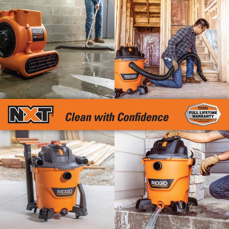 RIDGID 12 Gallon 5.0 Peak HP NXT Shop Vac Wet Dry Vacuum with Filter, Locking Hose, Accessories & 1625 CFM Blower Fan Air Mover - HD1200AM