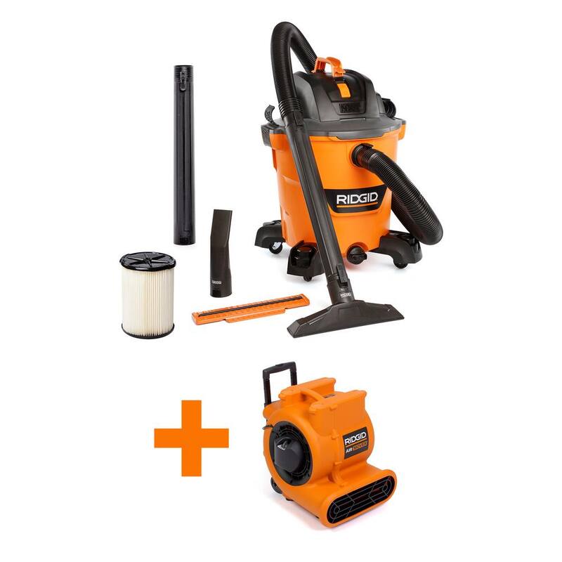 RIDGID 12 Gallon 5.0 Peak HP NXT Shop Vac Wet Dry Vacuum with Filter, Locking Hose, Accessories & 1625 CFM Blower Fan Air Mover - HD1200AM