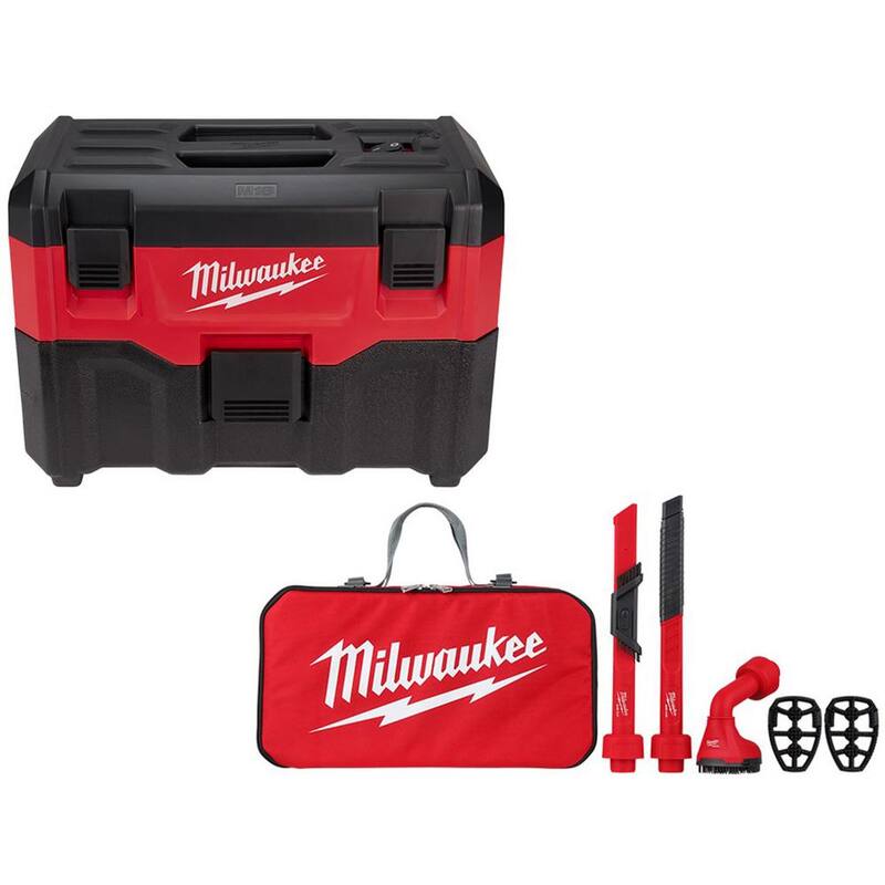 Milwaukee M18 18-Volt 2 Gal. Lithium-Ion Cordless Wet/Dry Vacuum with AIR-TIP 1-1/4 in. - 2-1/2 in. (4-Piece) Automotive Kit - 0880-20-49-90-2019A