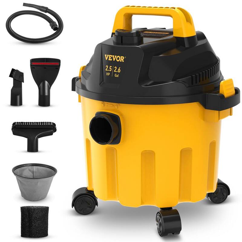 VEVOR Wet Dry Vac, 2.6 Gal., 2.5 Peak HP, 3 in 1 Portable Shop Vacuum with Blowing Function, Attachments Storage, Perfect - SYGSZK10L110VIU03V1-0830