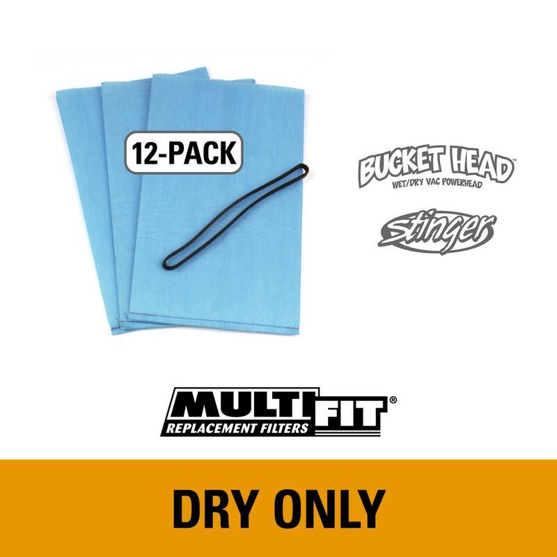MULTI FIT Replacement Wet Dry Vacuum Bag Filters with Band for Select Husky, Stinger and Bucket Head Shop Vacs (12-Pack) - VF2000B