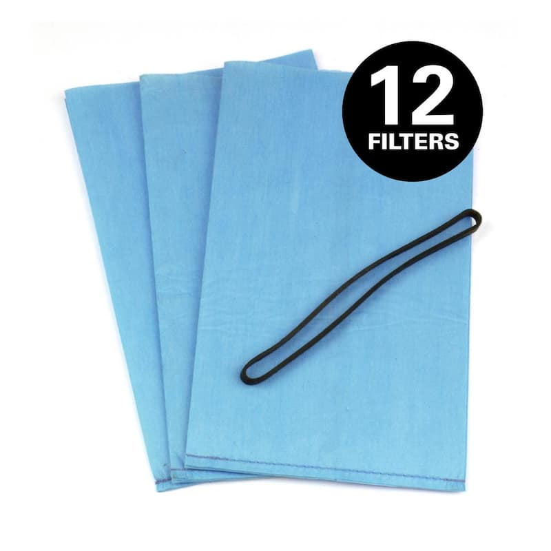 MULTI FIT Replacement Wet Dry Vacuum Bag Filters with Band for Select Husky, Stinger and Bucket Head Shop Vacs (12-Pack) - VF2000B