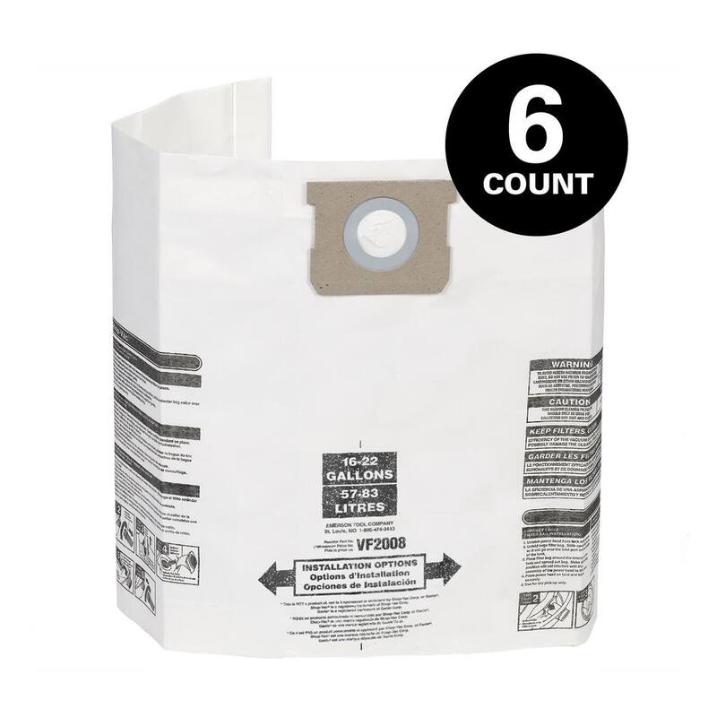 MULTI FIT General Debris Wet Dry Vacuum Dry Pick-up Only Dust Collection Bags for 15 to 22 Gal Shop-Vac Brand Shop Vacs (6-Pack) - VF2008A