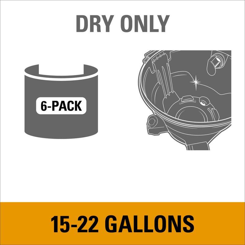 MULTI FIT General Debris Wet Dry Vacuum Dry Pick-up Only Dust Collection Bags for 15 to 22 Gal Shop-Vac Brand Shop Vacs (6-Pack) - VF2008A
