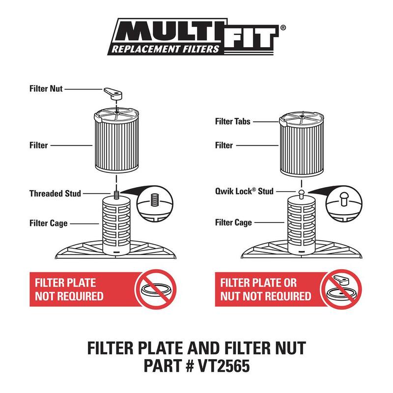 MULTI FIT General Purpose Replacement Wet Dry Vacuum Filter for Most 5 to 20 Gallon CRAFTSMAN Shop Vacuums (6-Pack) - VF7816B