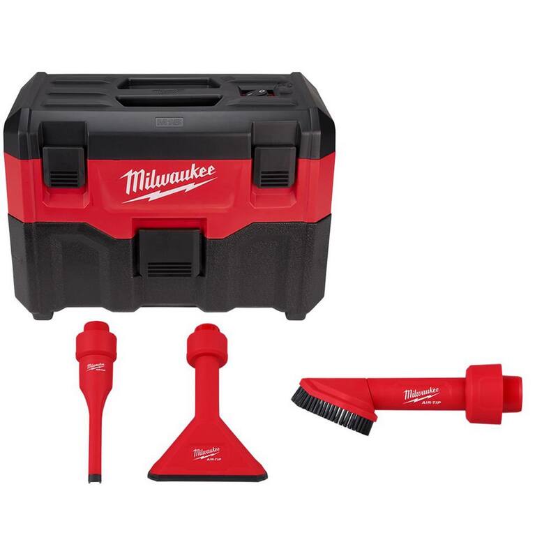 Milwaukee M18 18-Volt 2 Gal. Lithium-Ion Cordless Wet/Dry Vacuum w/AIR-TIP 1-1/4 in. - 2-1/2 in. (3-Piece) Crevice and Nozzle Kit - 0880-20-49-90-2034-49-90-2021