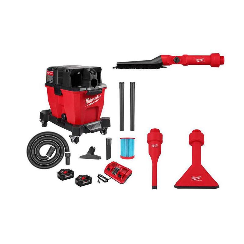 Milwaukee M18 FUEL 9 Gal. Cordless Dual-Battery Wet/Dry Shop Vacuum Kit w/AIR-TIP 1-1/4 in. - 2-1/2 in. (3-Piece) Non-Marring Kit - 0920-22HD-49-90-2027-49-90-2034